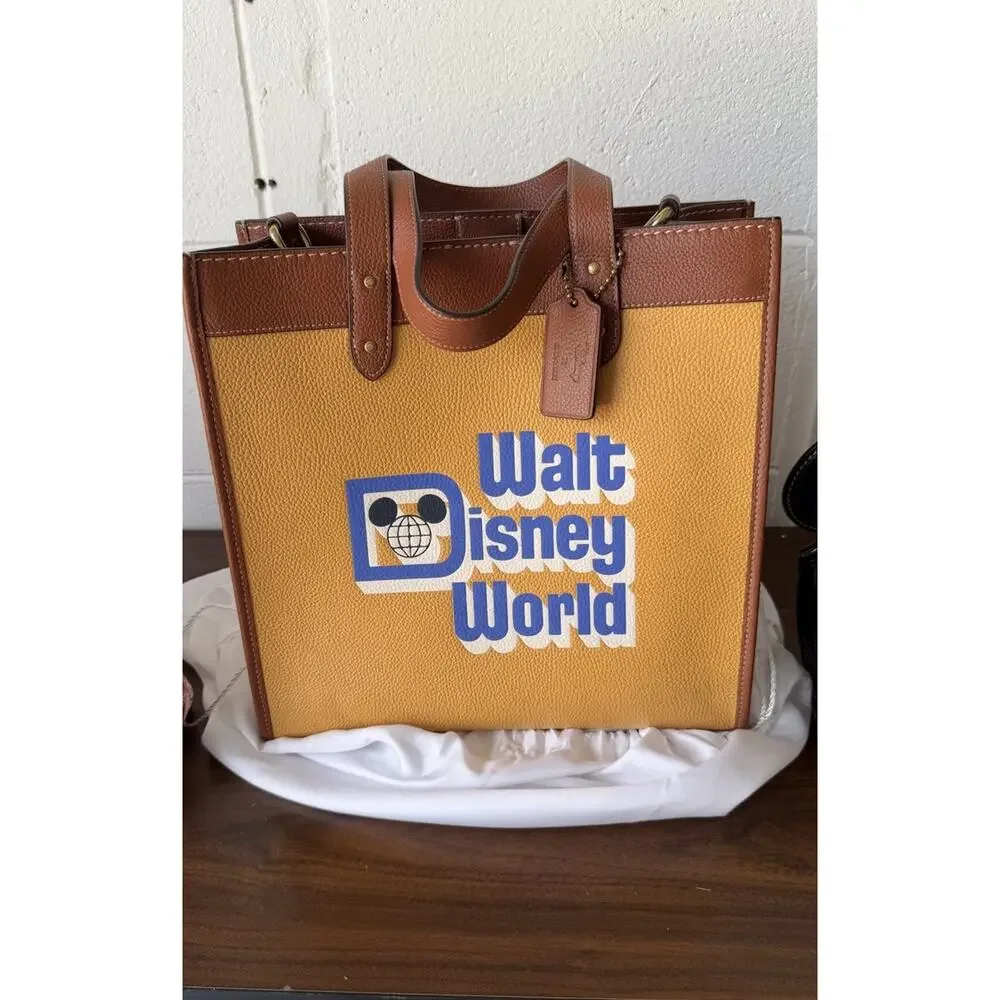Disney x Coach Field Tote Walt Disney World 50th Leather Bag C8551 Honeycomb